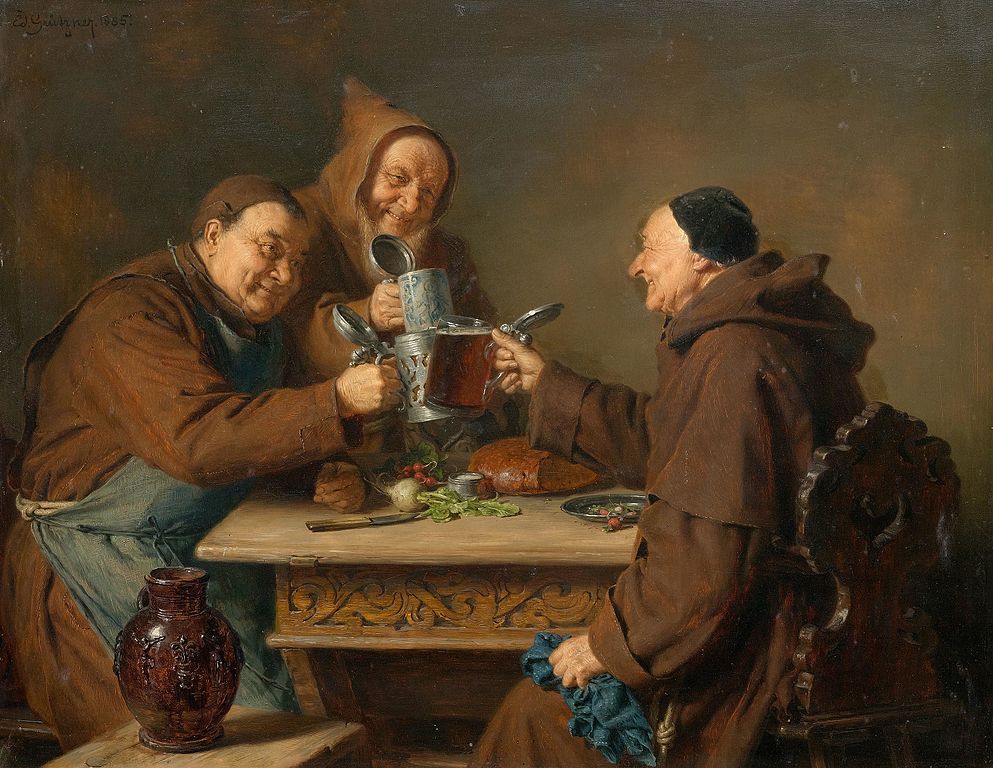 Eduard Grützner Drei Mönche bei der Brotzeit